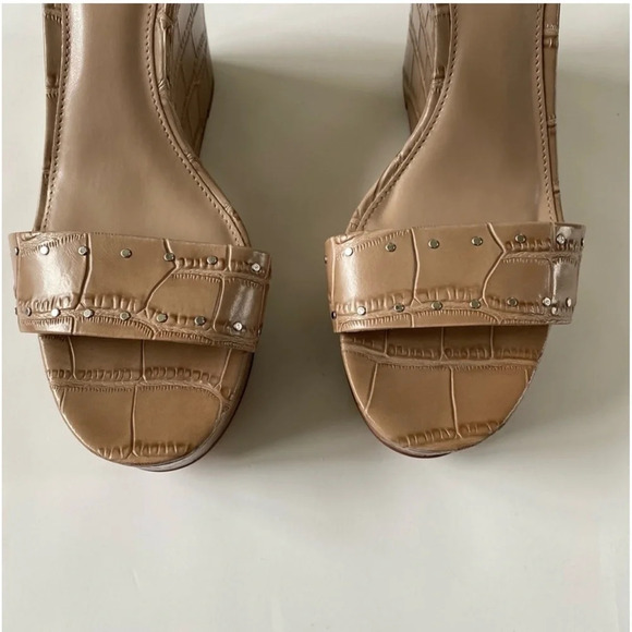 New Vince Camuto Celvina Platform Wedge Crepe Croc Leather Sandals Size 9.5 - Picture 7 of 15